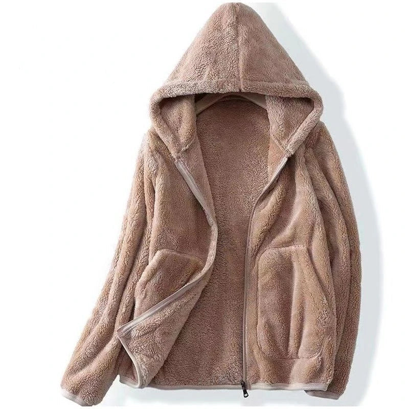 Women's Fleece Zip-Up Hoodie with Patch Pockets