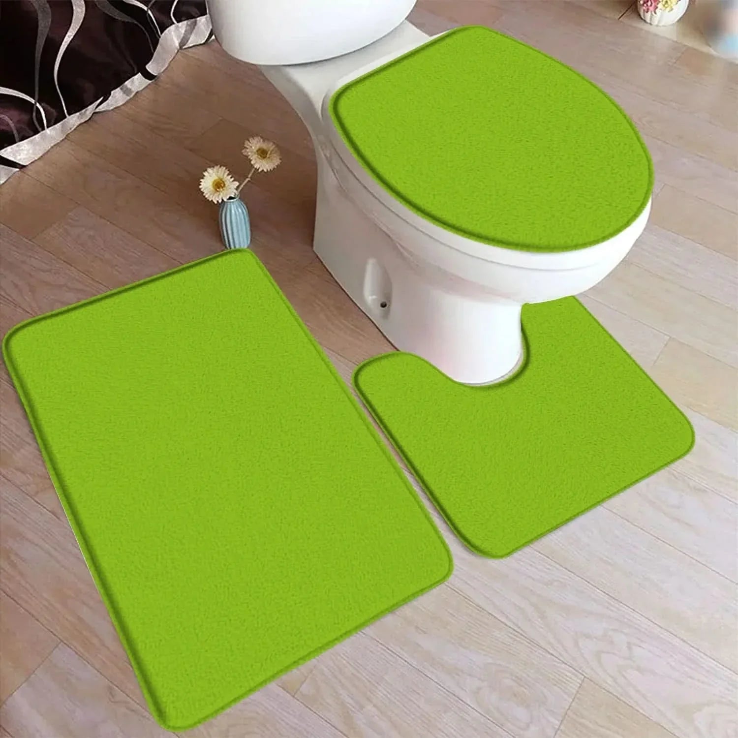 3-Piece Bath Carpet Set with Non-Slip Backing