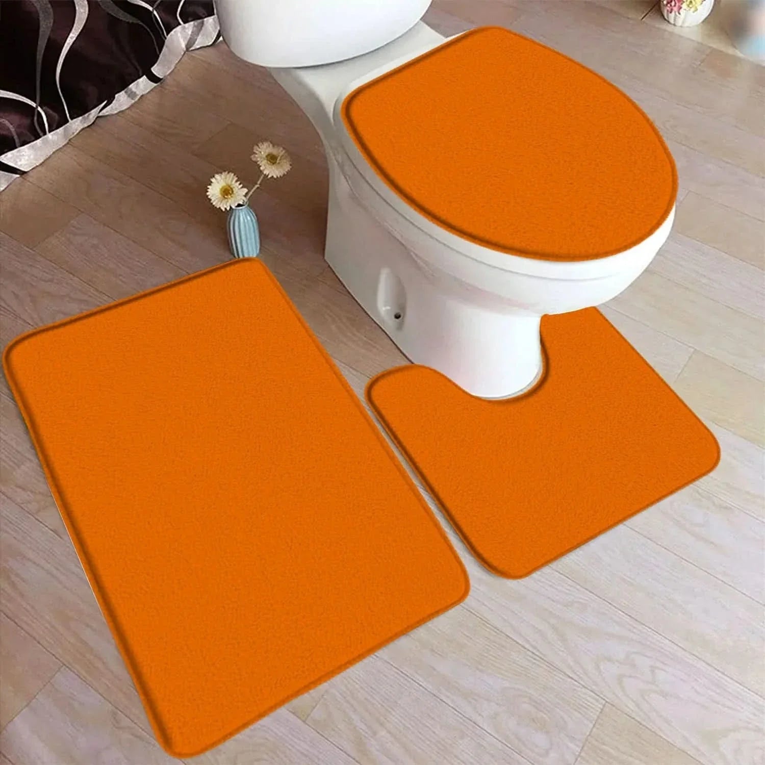 3-Piece Bath Carpet Set with Non-Slip Backing