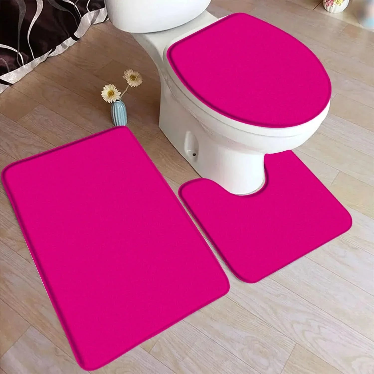 3-Piece Bath Carpet Set with Non-Slip Backing