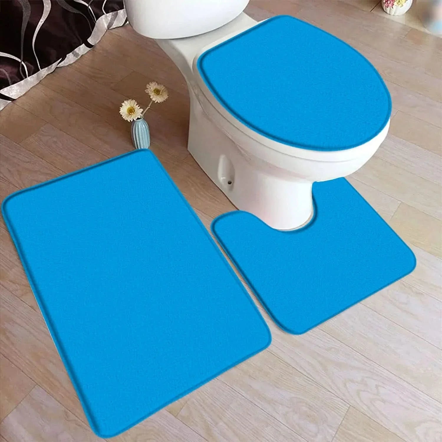3-Piece Bath Carpet Set with Non-Slip Backing