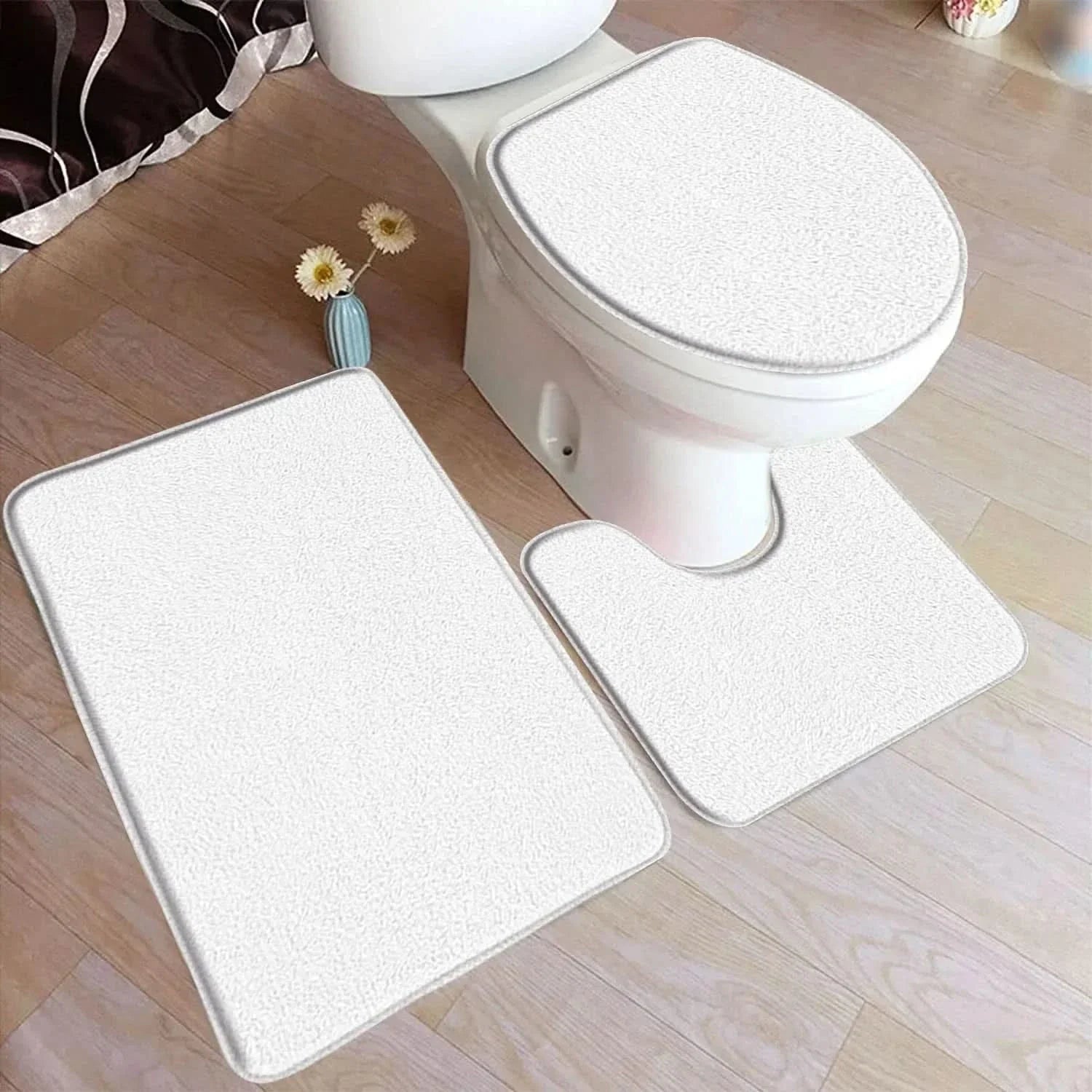 3-Piece Bath Carpet Set with Non-Slip Backing