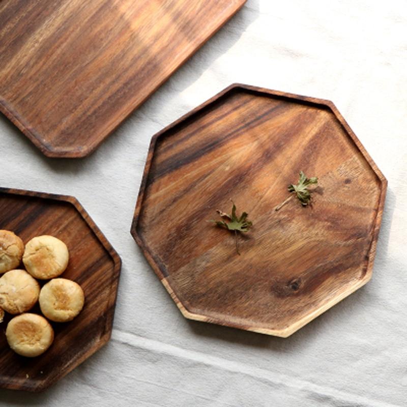 Acacia Wood Serving Plate – Timeless Design Wooden Platter for Appetizers and Dishes, Lightweight and Food Safe
