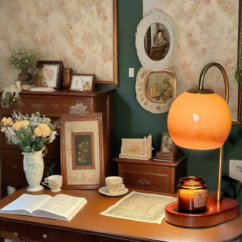 Adjustable Candle Warmer Table Lamp, Flameless Wax Melting Lamp with Dimmer and Timer