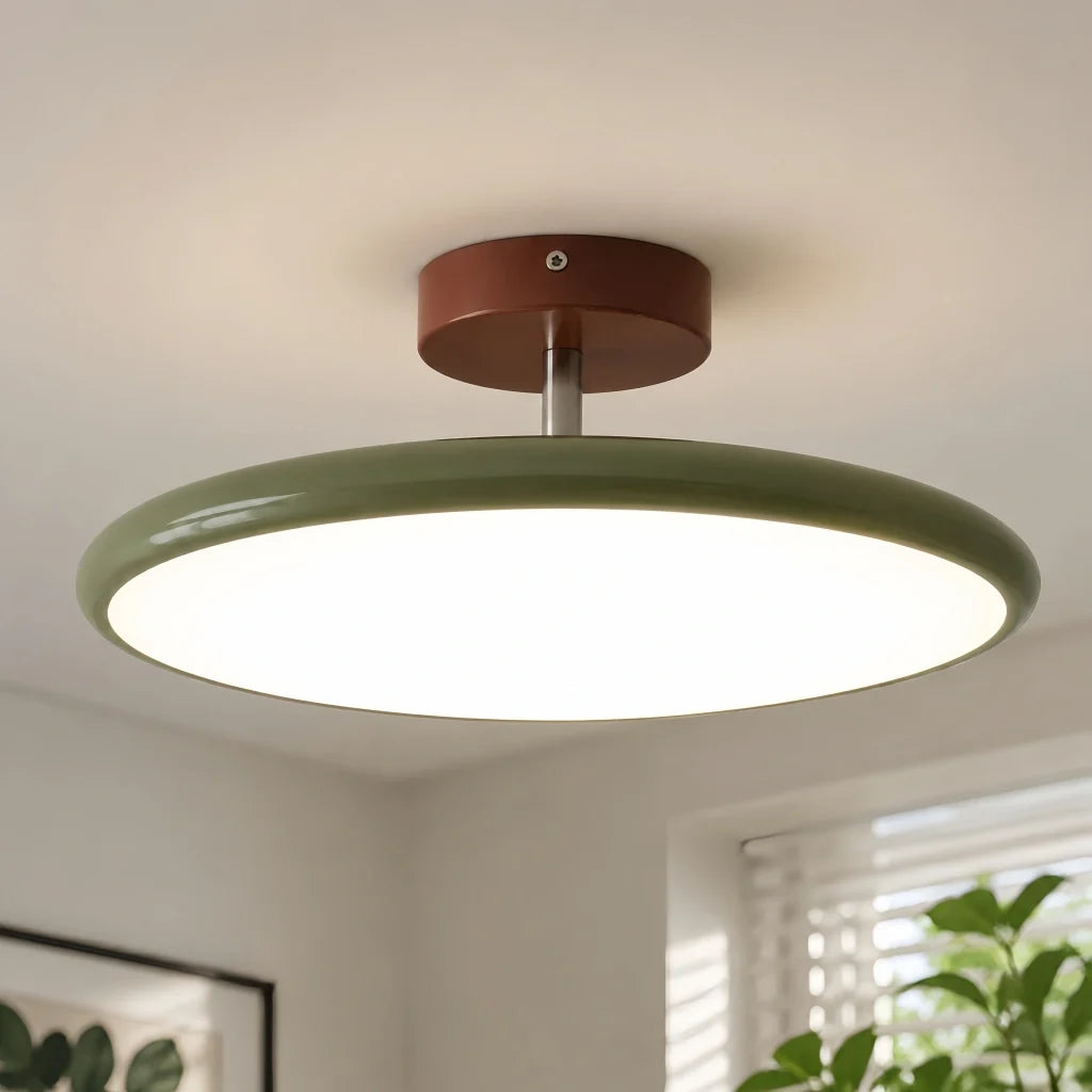 Adjustable Circular LED Ceiling Light with Cream Finish and Acrylic Shade