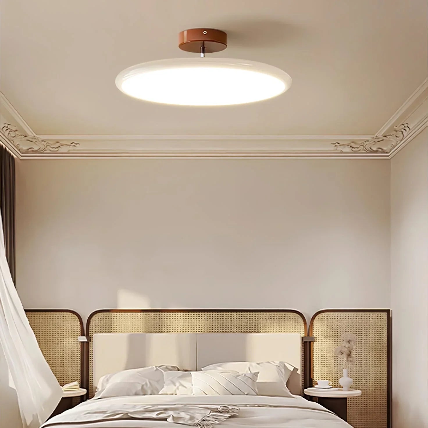 Adjustable Circular LED Ceiling Light with Cream Finish and Acrylic Shade