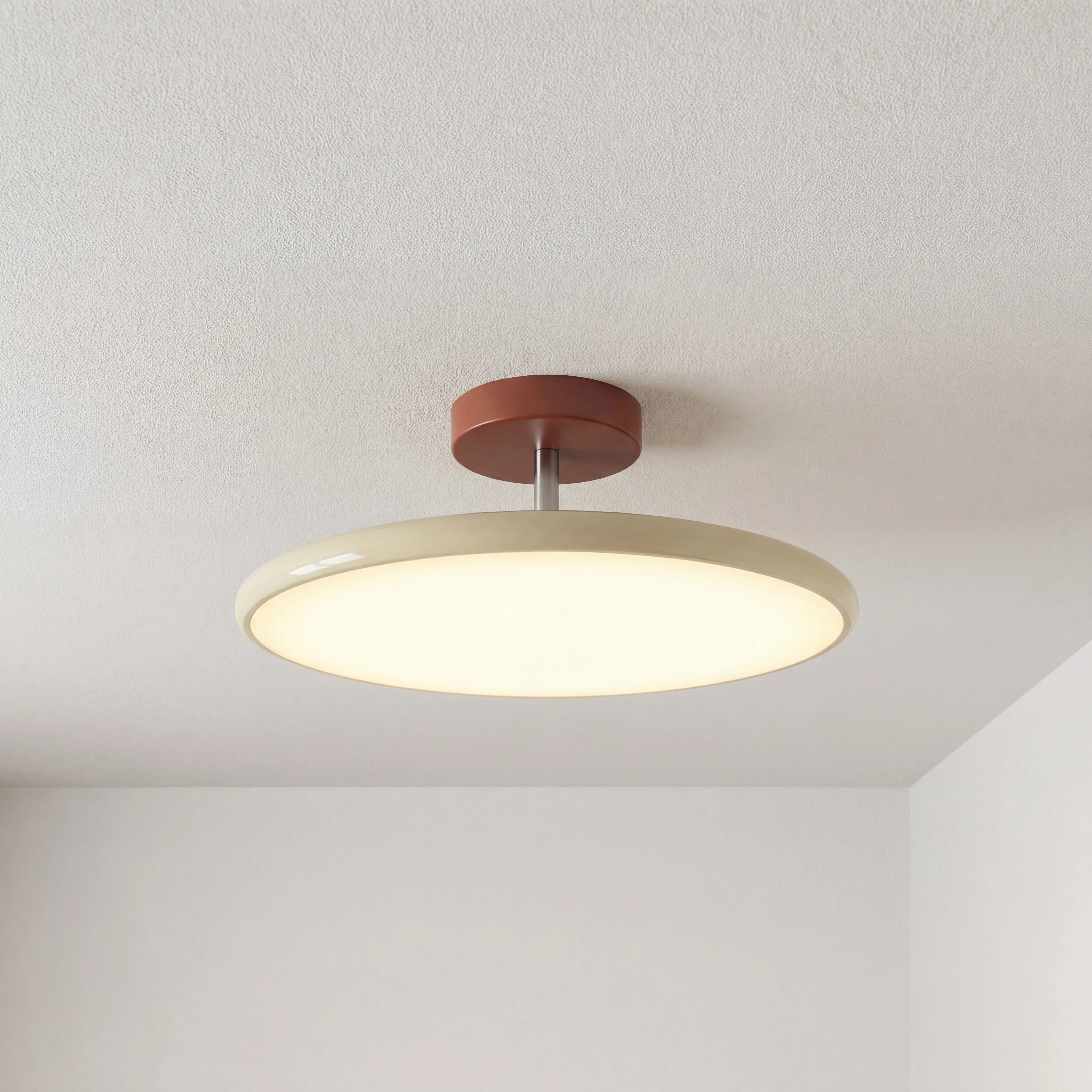 Adjustable Circular LED Ceiling Light with Cream Finish and Acrylic Shade