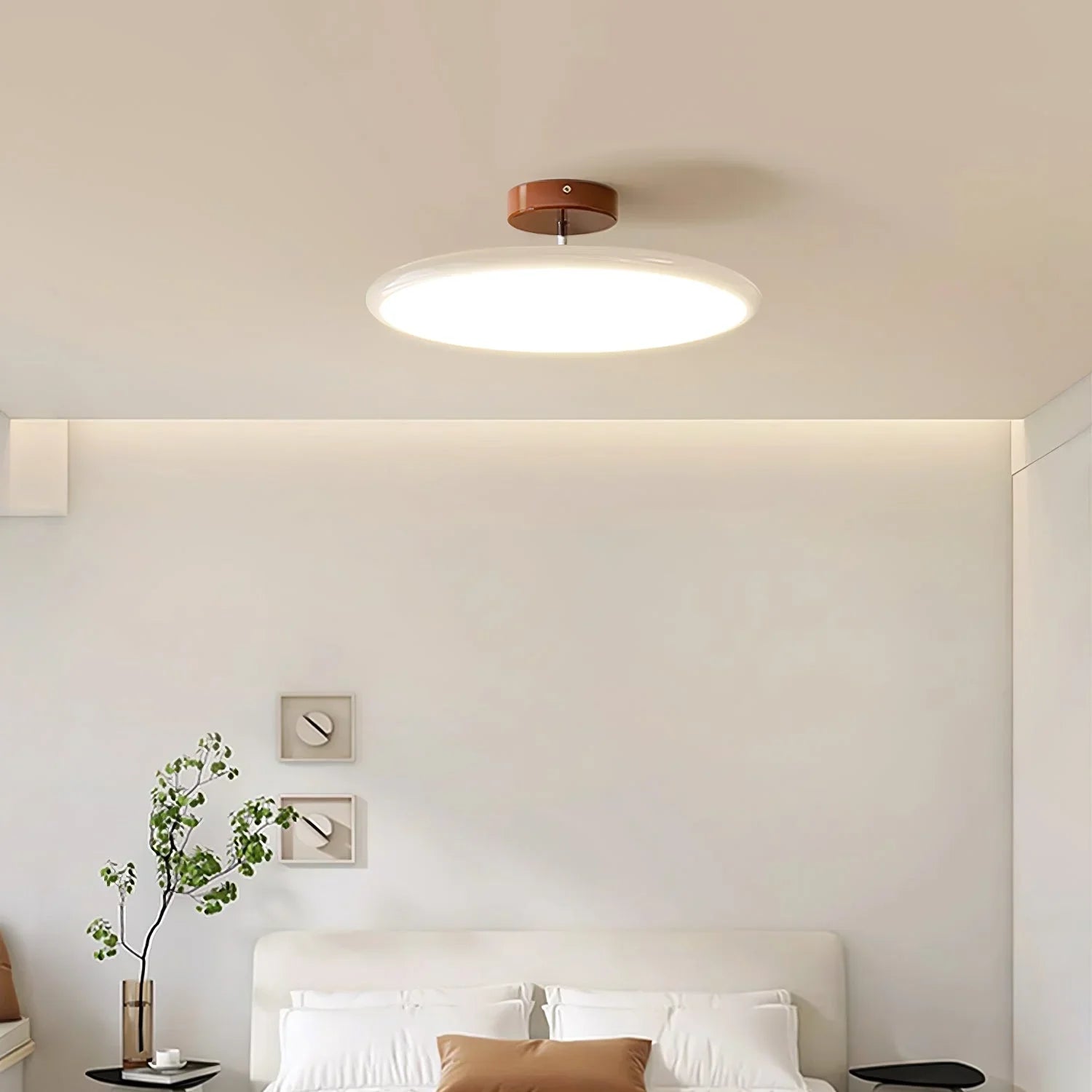 Adjustable Circular LED Ceiling Light with Cream Finish and Acrylic Shade