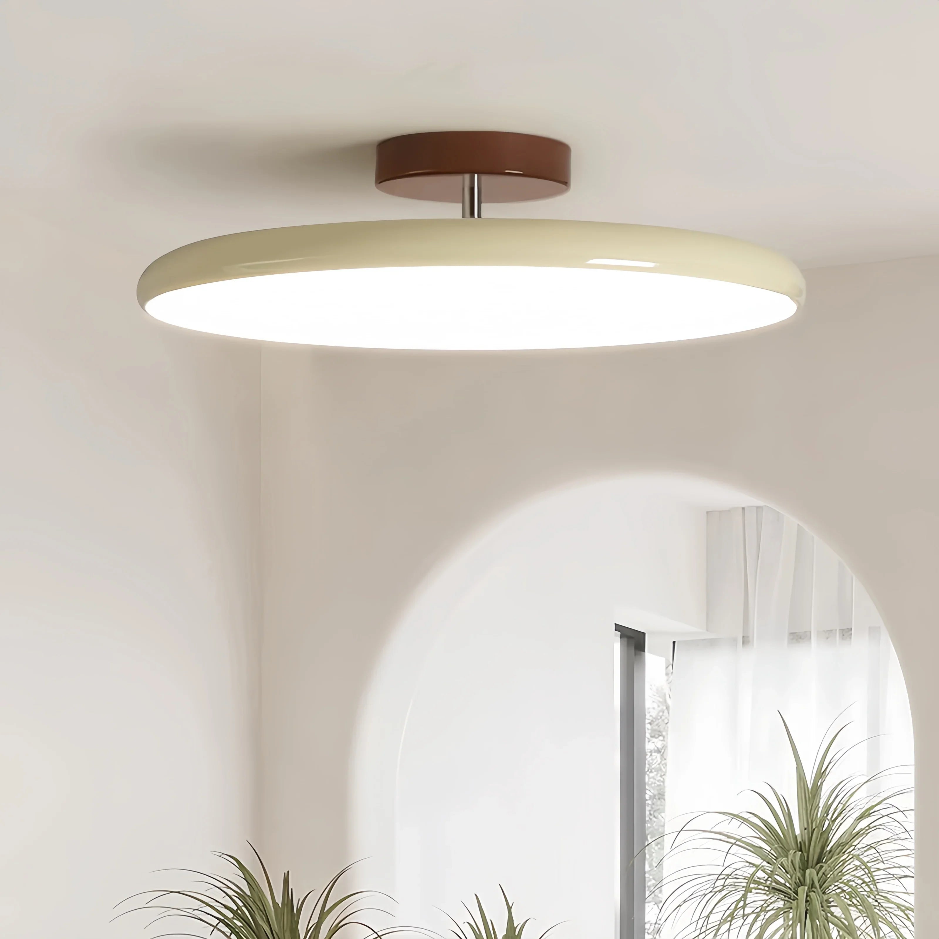 Adjustable Circular LED Ceiling Light with Cream Finish and Acrylic Shade