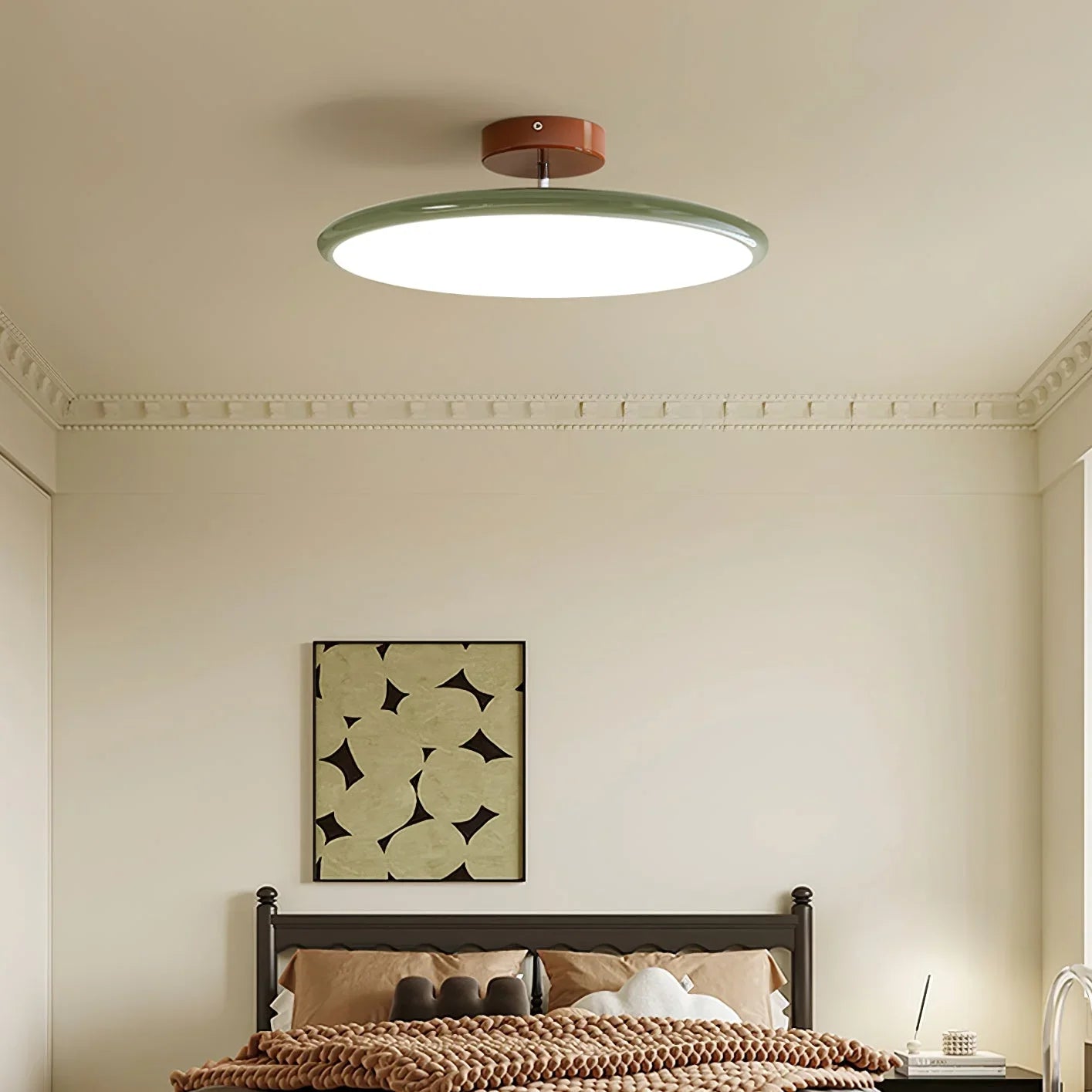 Adjustable Circular LED Ceiling Light with Cream Finish and Acrylic Shade