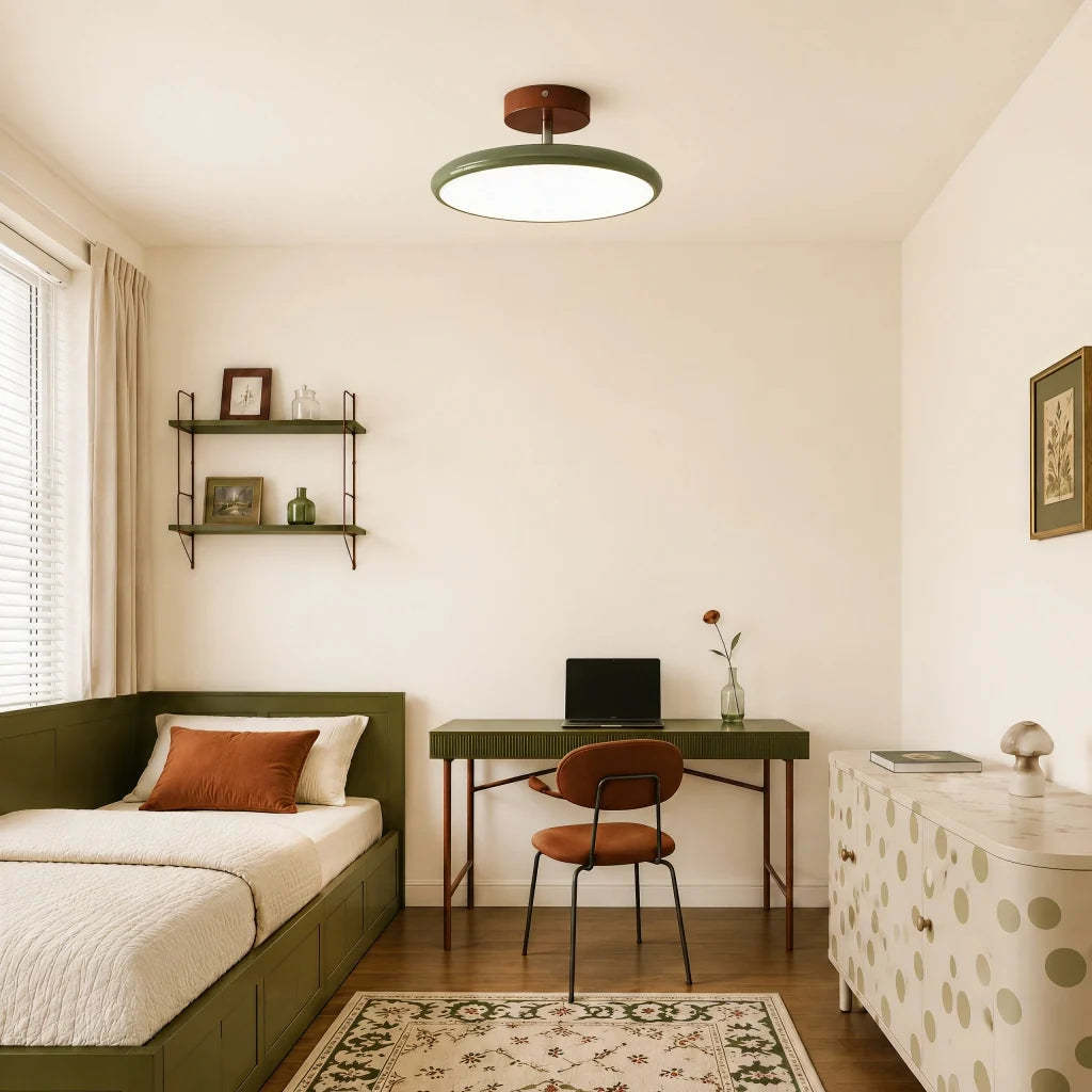 Adjustable Circular LED Ceiling Light with Cream Finish and Acrylic Shade