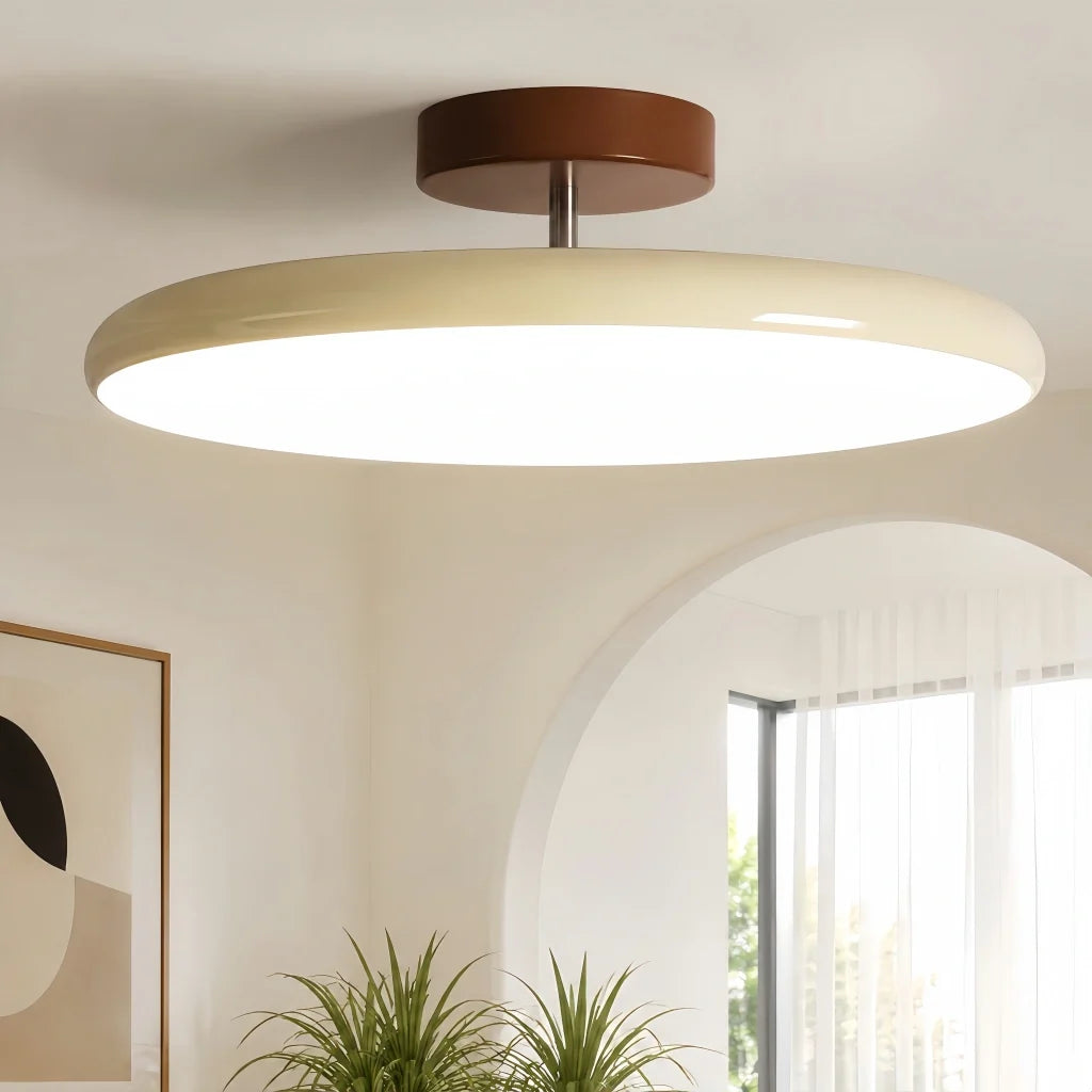 Adjustable Circular LED Ceiling Light with Cream Finish and Acrylic Shade
