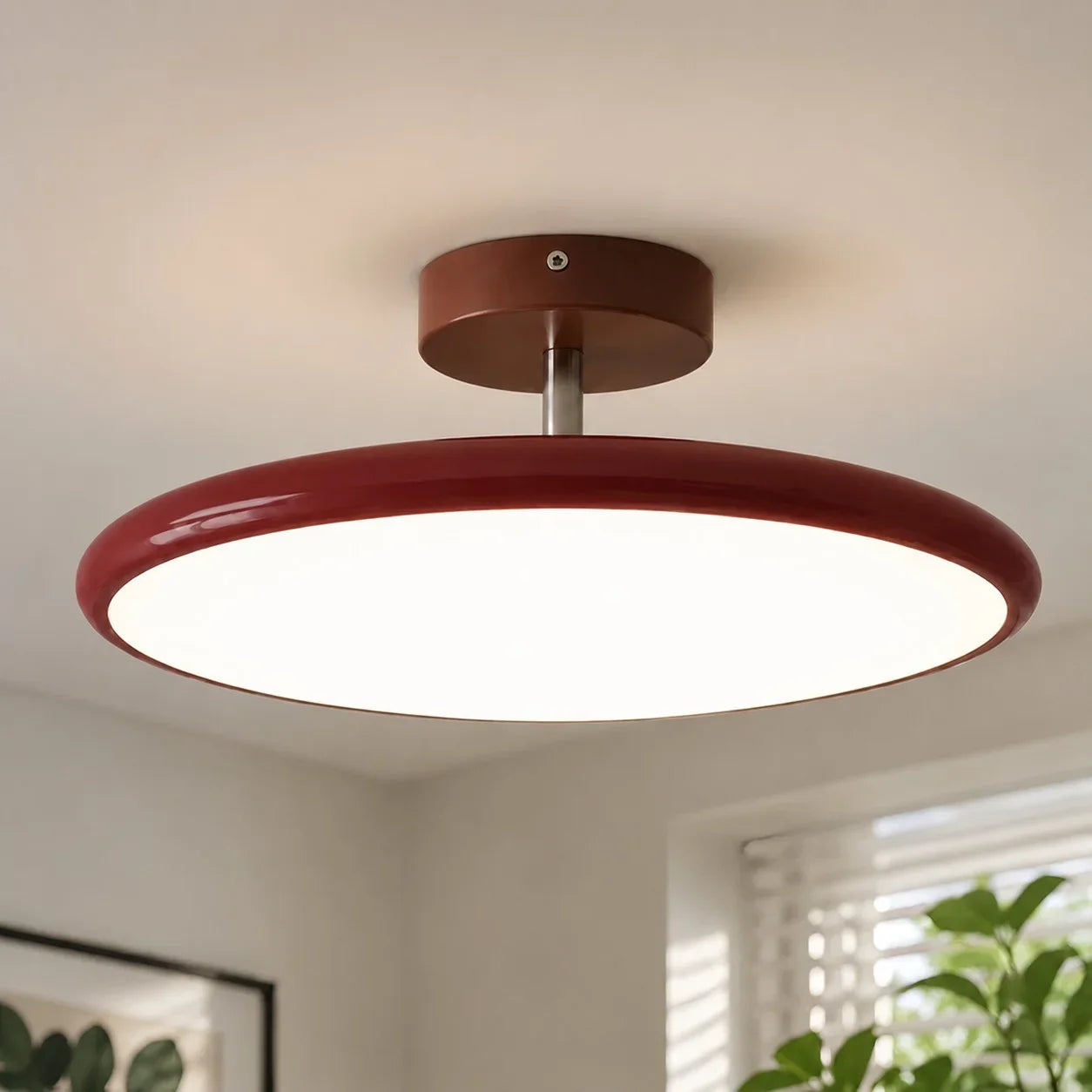 Adjustable Circular LED Ceiling Light with Cream Finish and Acrylic Shade