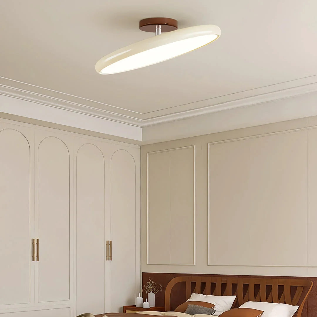 Adjustable Circular LED Ceiling Light with Cream Finish and Acrylic Shade