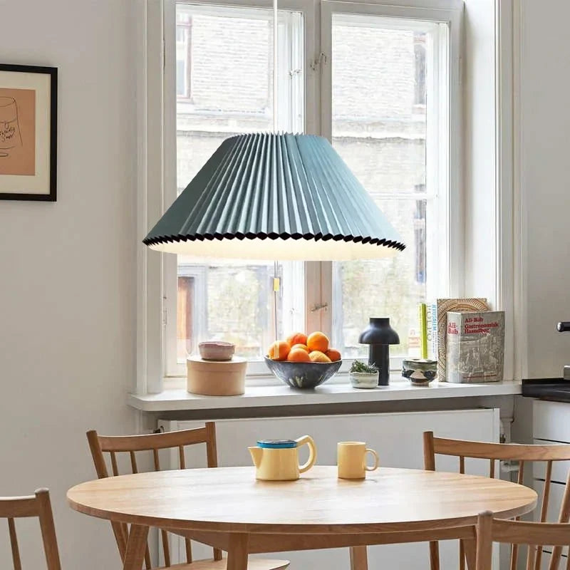 Adjustable Paper Lampshade Pendant Light with Fan-Inspired Design