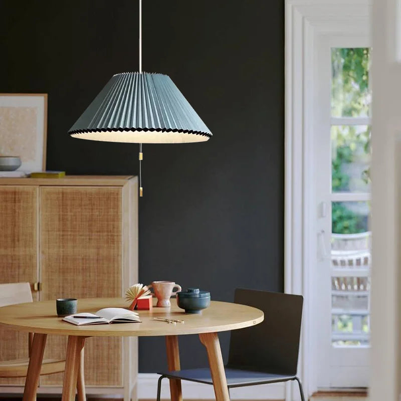 Adjustable Paper Lampshade Pendant Light with Fan-Inspired Design