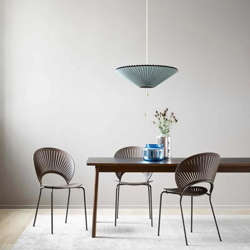 Adjustable Paper Lampshade Pendant Light with Fan-Inspired Design