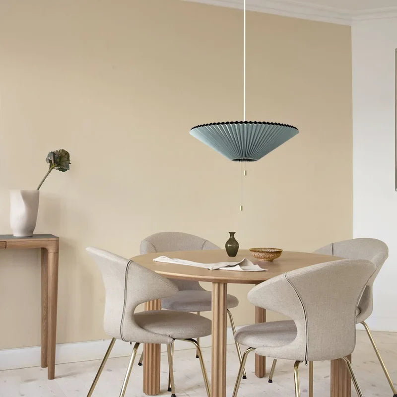 Adjustable Paper Lampshade Pendant Light with Fan-Inspired Design
