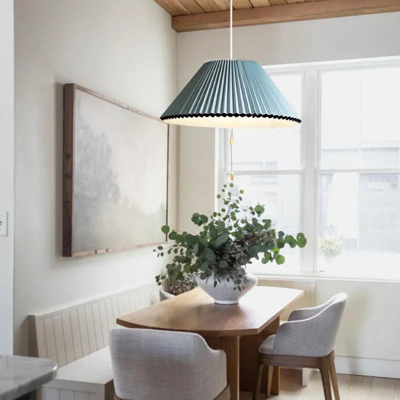 Adjustable Paper Lampshade Pendant Light with Fan-Inspired Design