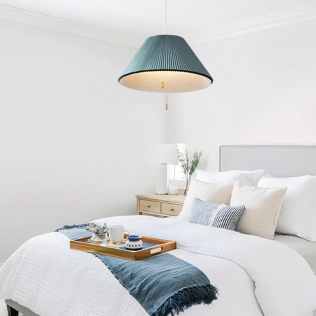 Adjustable Paper Lampshade Pendant Light with Fan-Inspired Design