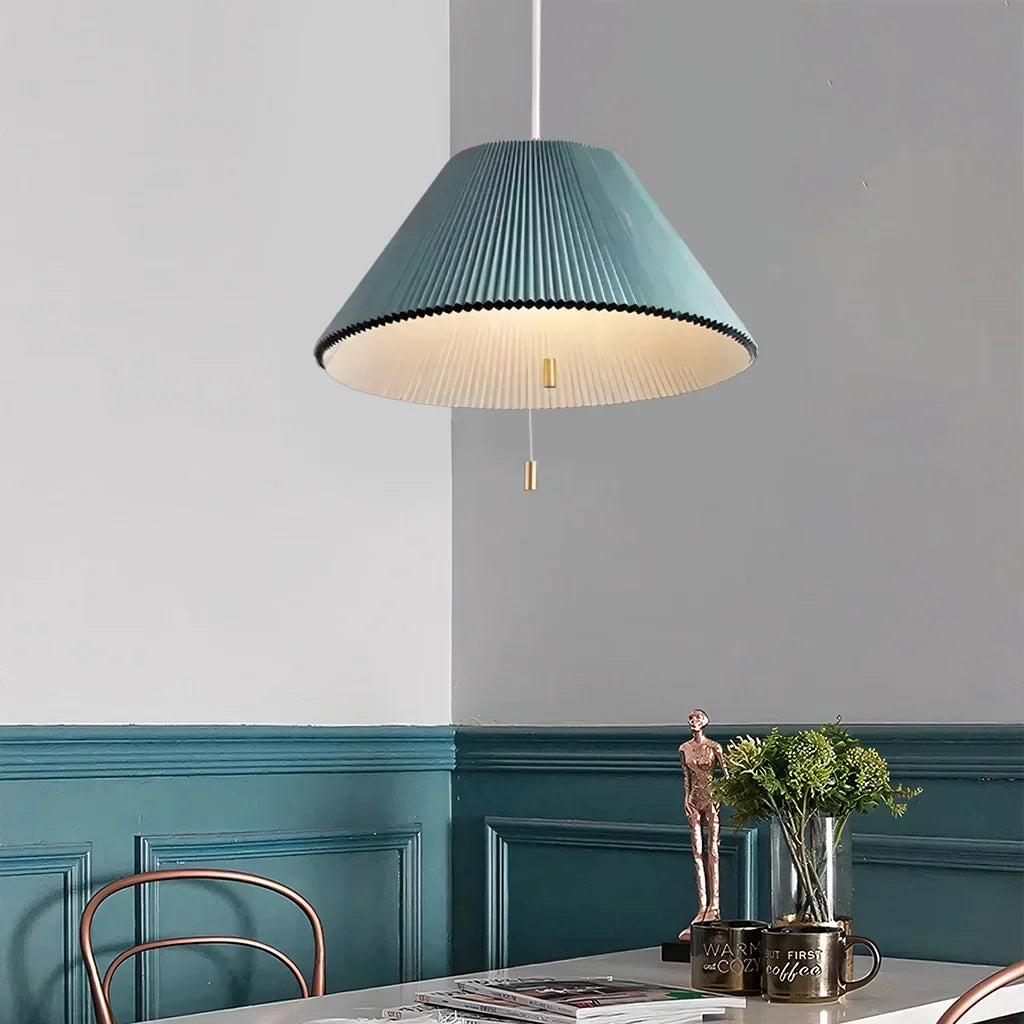 Adjustable Paper Lampshade Pendant Light with Fan-Inspired Design