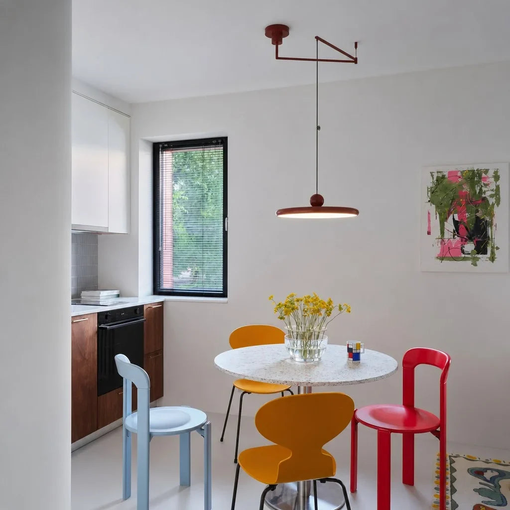 Adjustable Swing Arm Acrylic Disc Pendant Light with Integrated LED