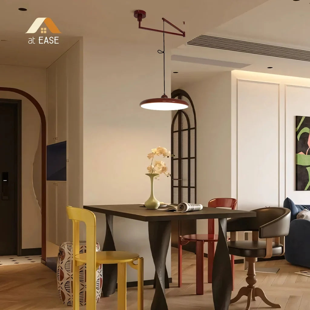Adjustable Swing Arm Acrylic Disc Pendant Light with Integrated LED