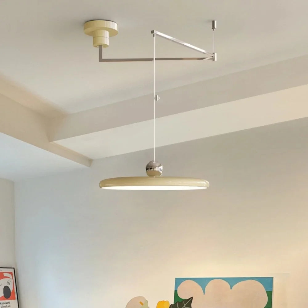 Adjustable Swing Arm Acrylic Disc Pendant Light with Integrated LED