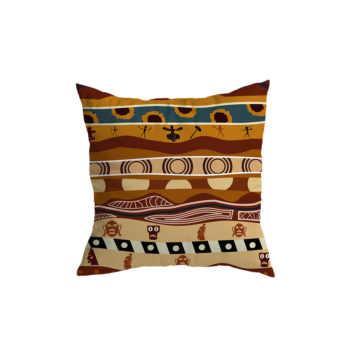 African Pattern Cushion Cover 45cm x 45cm – Soft Linen Decorative Pillow for Modern Boho Interiors