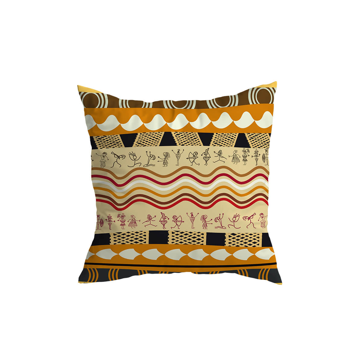 African Pattern Cushion Cover 45cm x 45cm – Soft Linen Decorative Pillow for Modern Boho Interiors