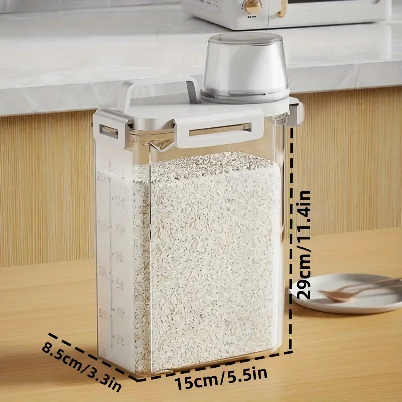 Airtight 2.5L Grain Storage Container with Measuring Cup