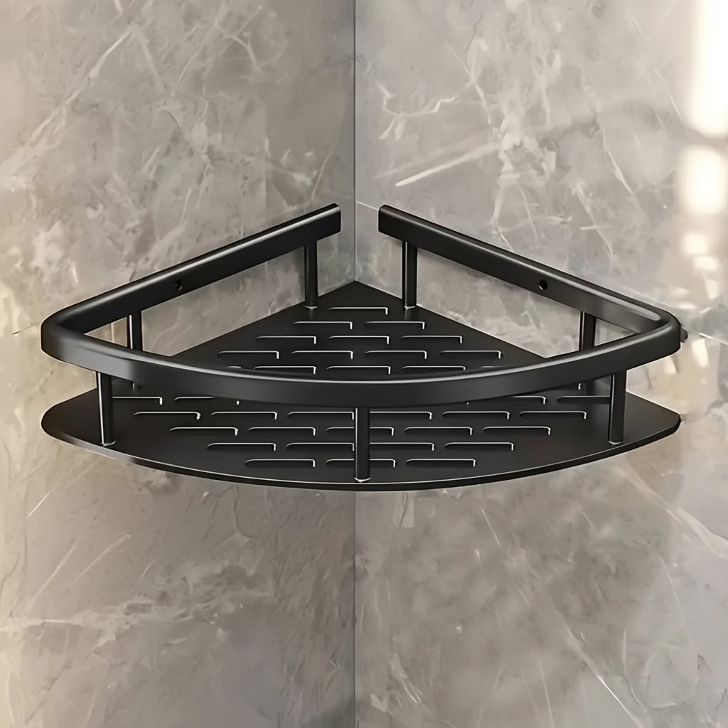 No-Drill Aluminium Corner Shower Shelf with Drainage Design