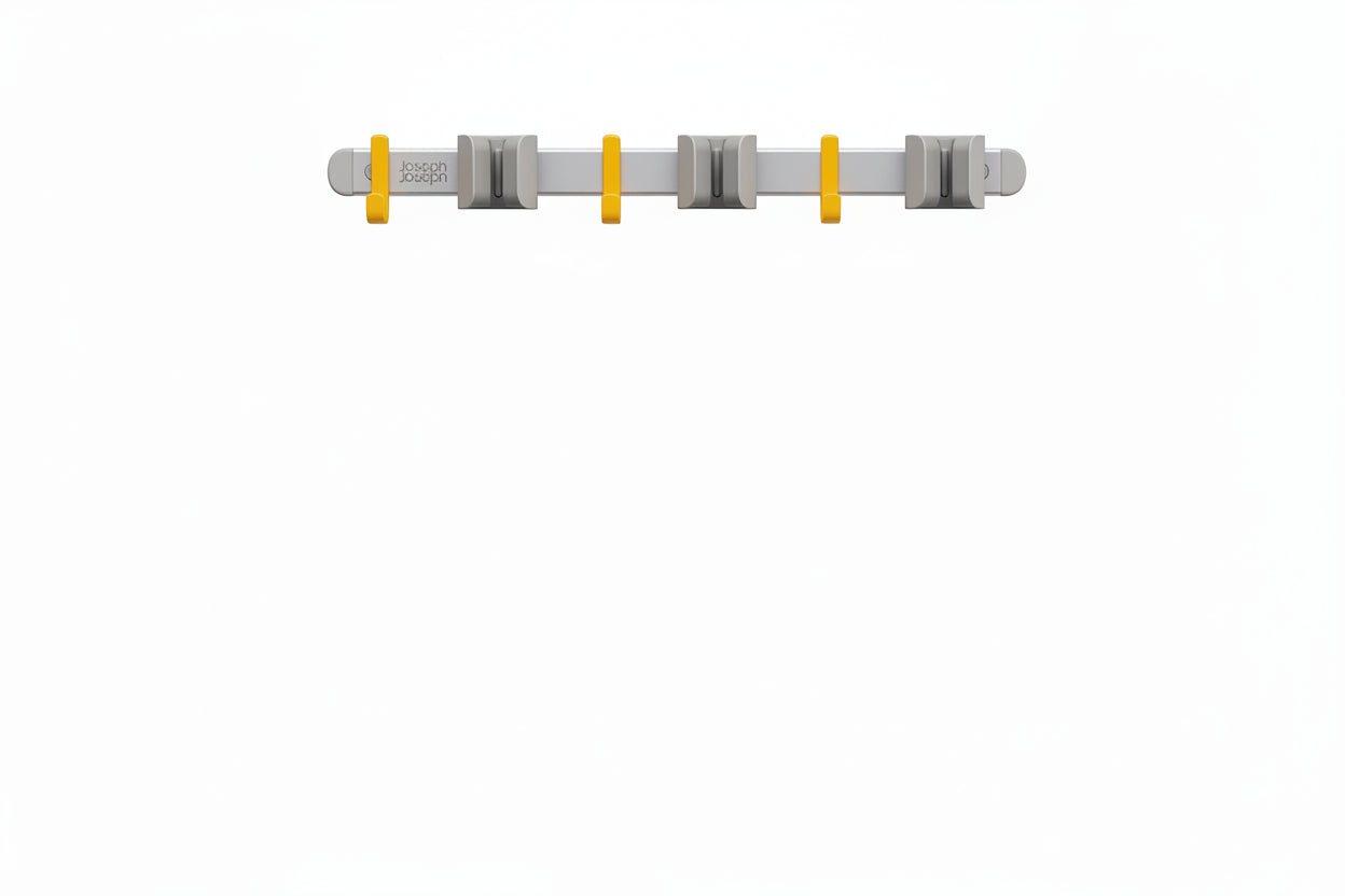 Aluminium Cleaning Tool Storage Rail – Adjustable Hooks and Pole Grips for Organised Storage