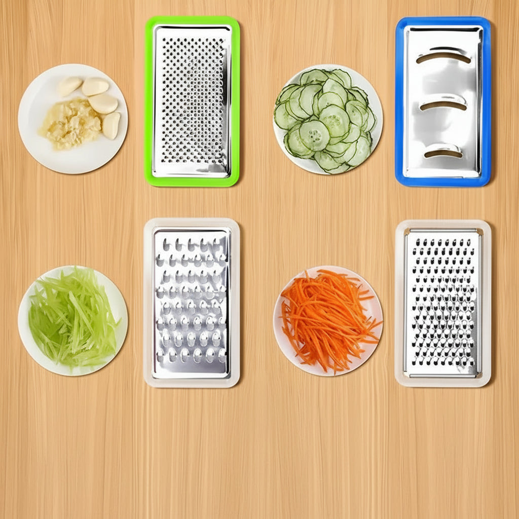 Bamboo Cutting Board with Storage Trays & Interchangeable Graters