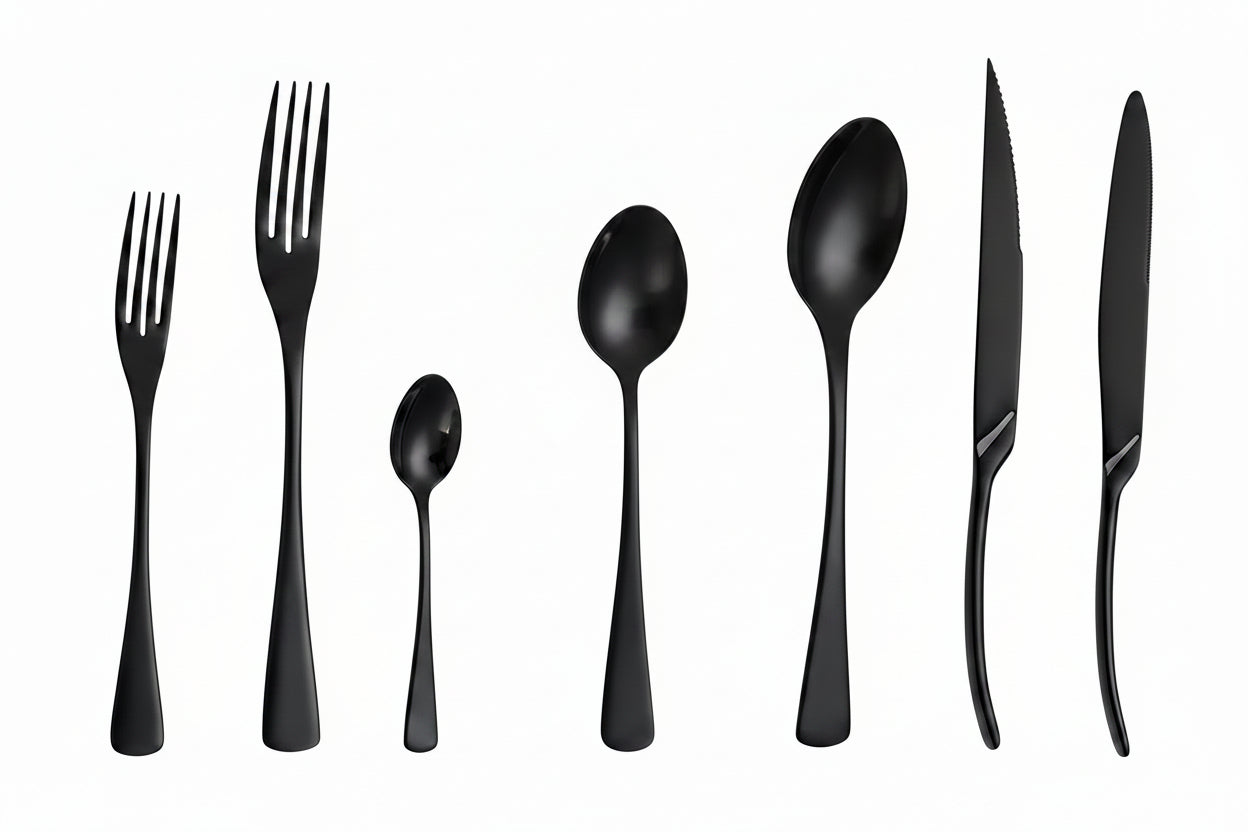 Black 18/10 Stainless Steel Cutlery Set