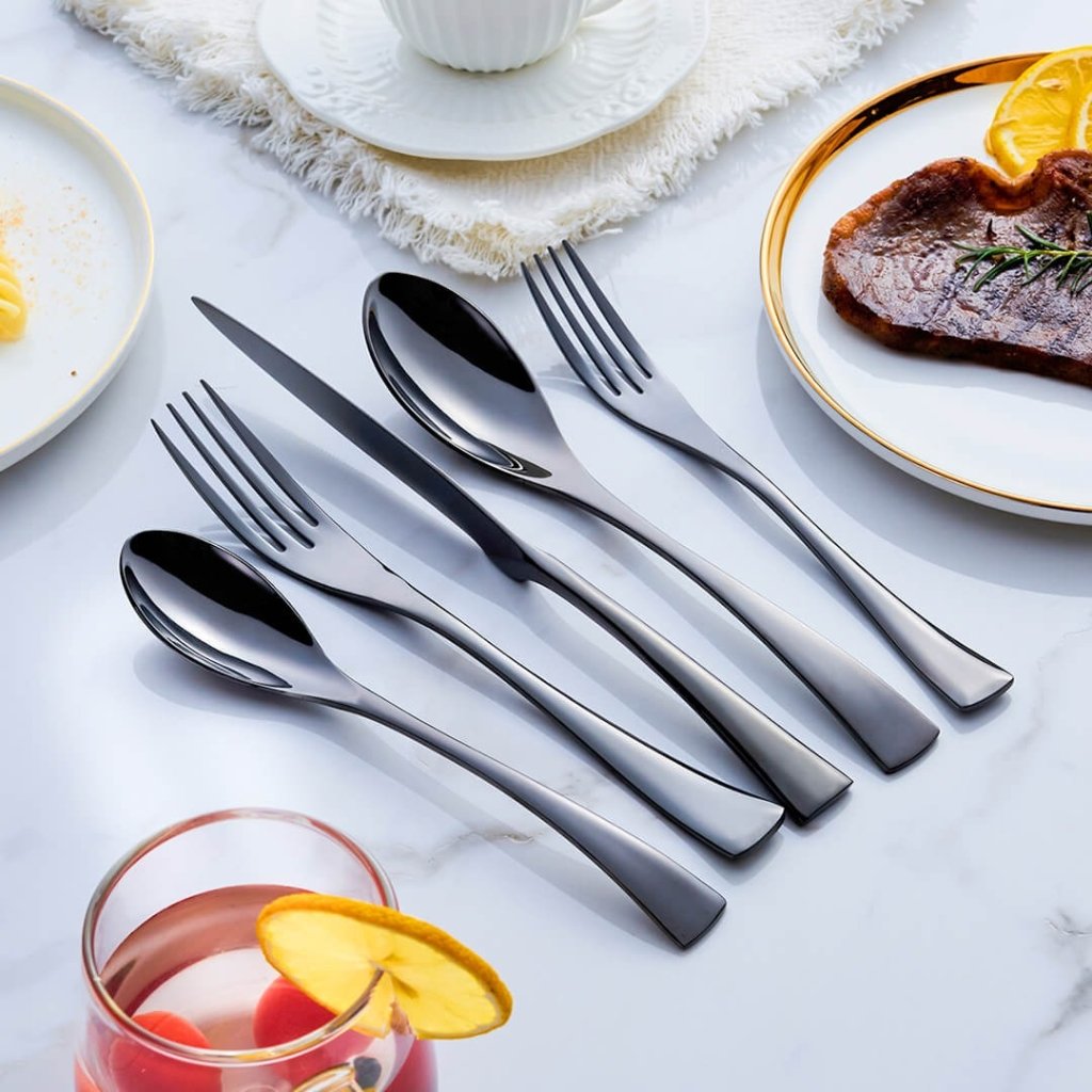 Black 18/10 Stainless Steel Cutlery Set