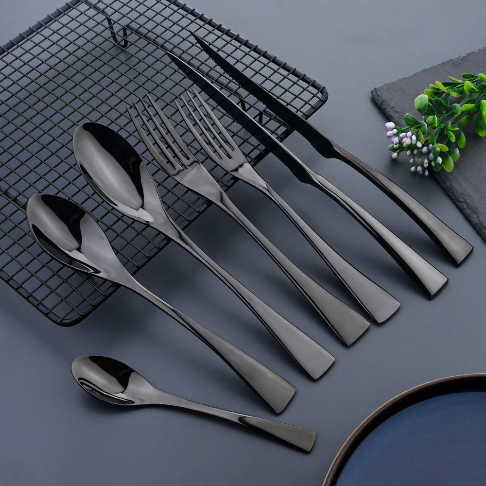 Black 18/10 Stainless Steel Cutlery Set