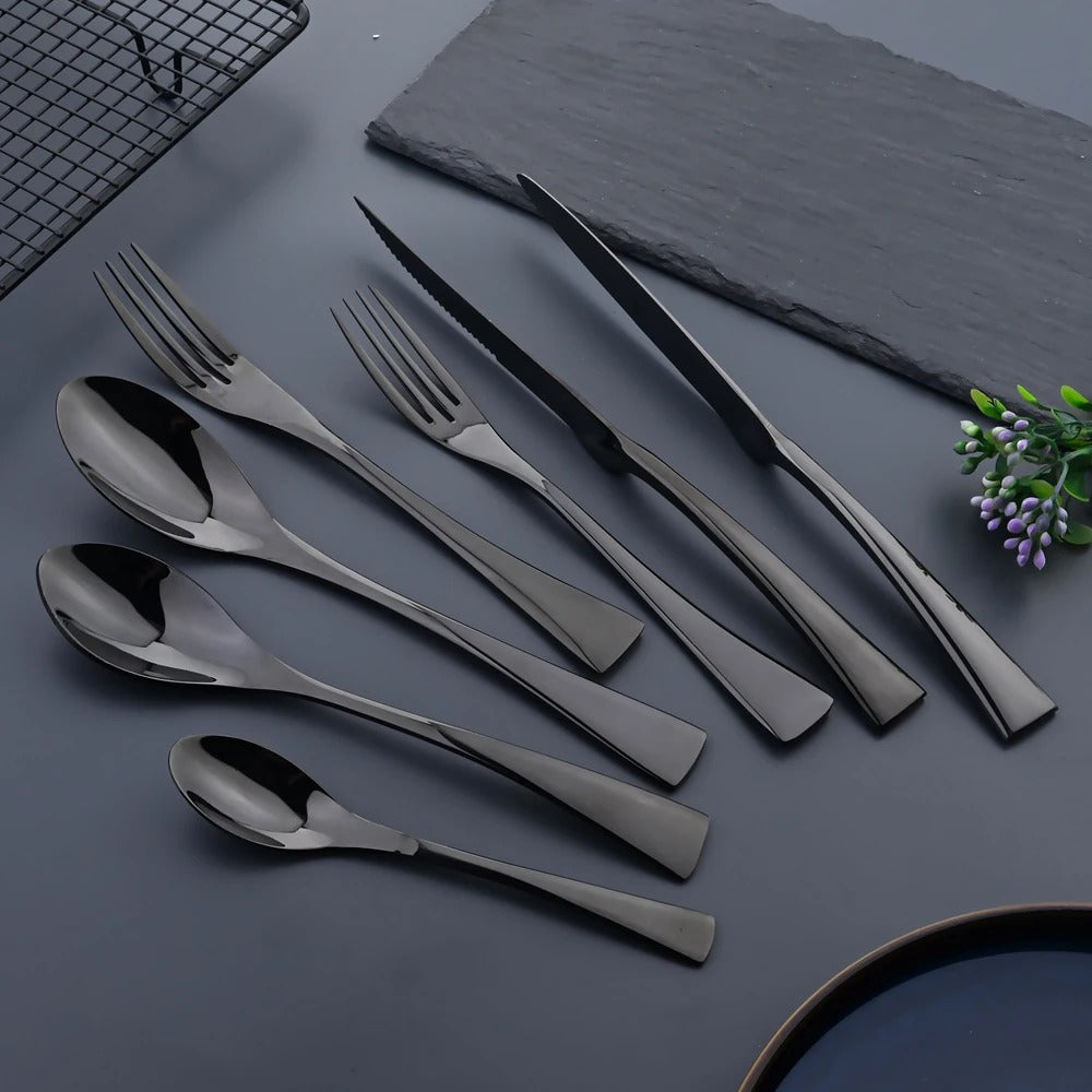 Black 18/10 Stainless Steel Cutlery Set