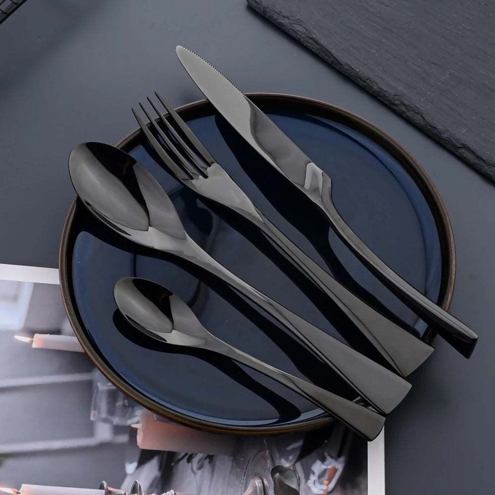 Black 18/10 Stainless Steel Cutlery Set