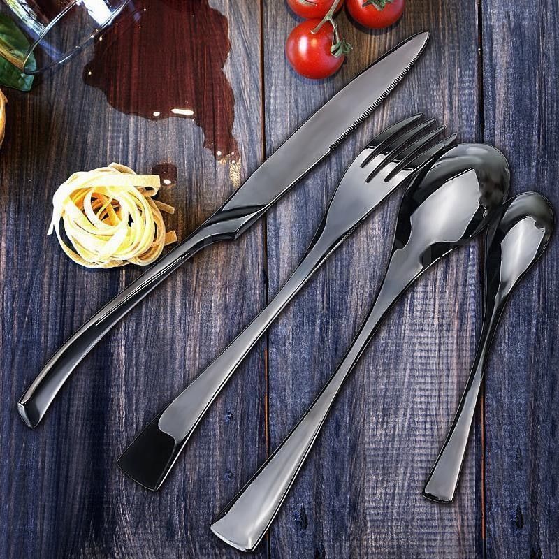 Black 18/10 Stainless Steel Cutlery Set