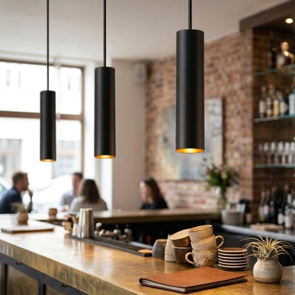 Black Aluminum Tube Pendant Light
