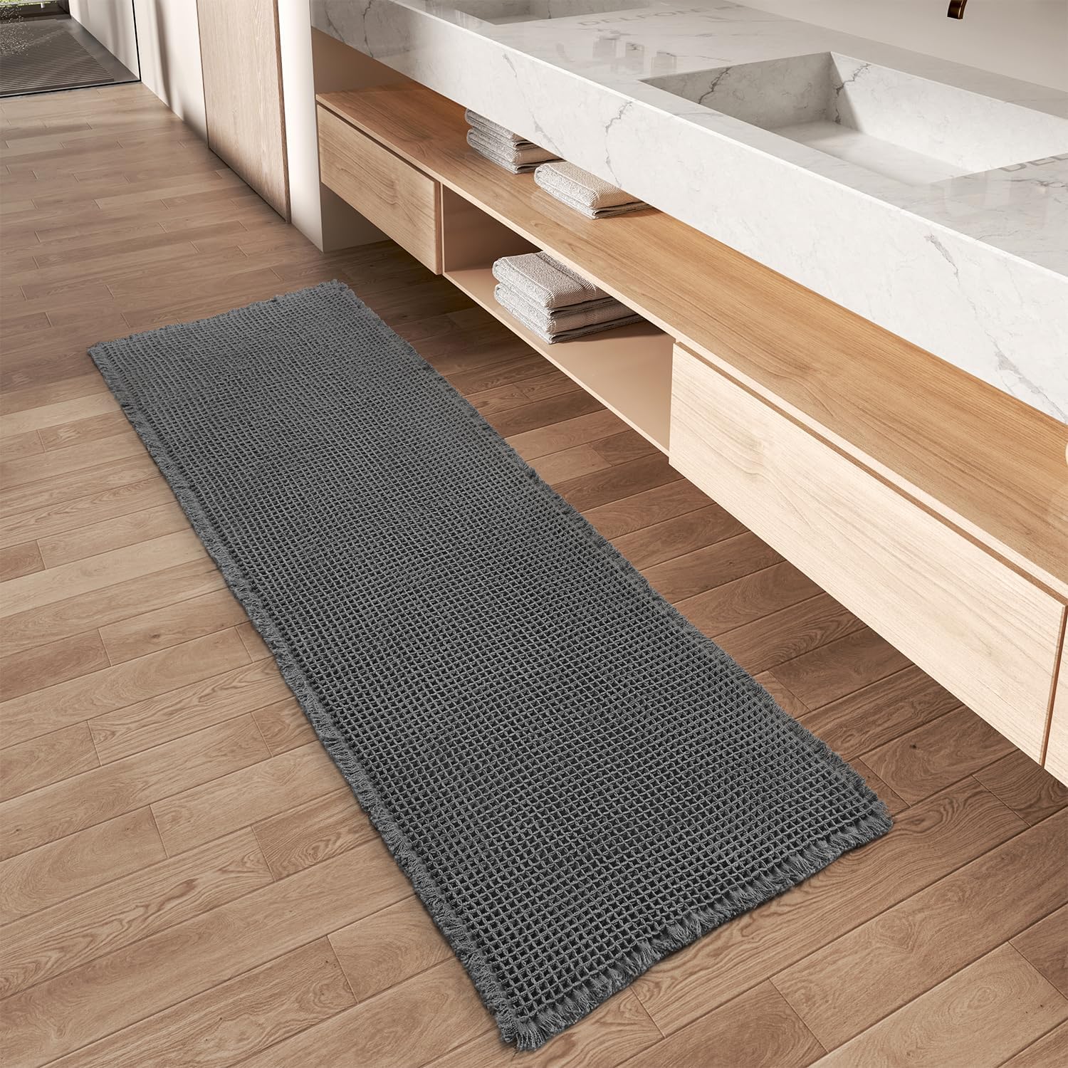 Boho Runner Carpet with Non-Slip Backing and Textured Design