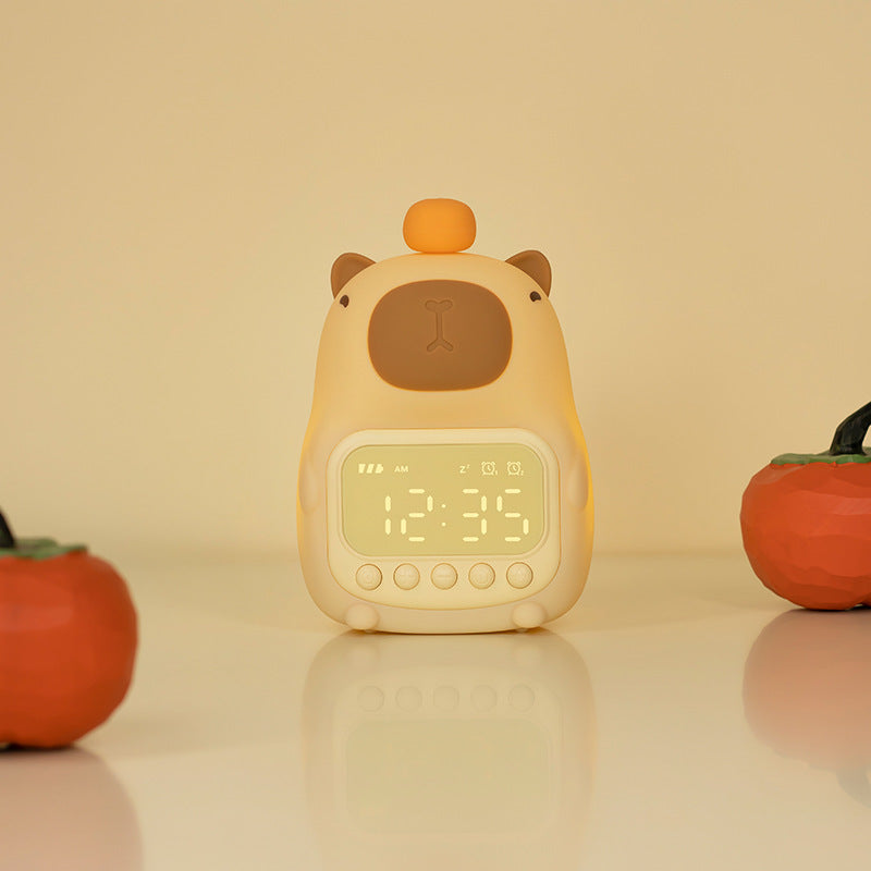 Capybara-Shaped LED Night Light and Alarm Clock