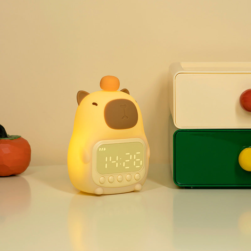 Capybara-Shaped LED Night Light and Alarm Clock