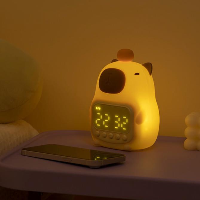 Capybara-Shaped LED Night Light and Alarm Clock