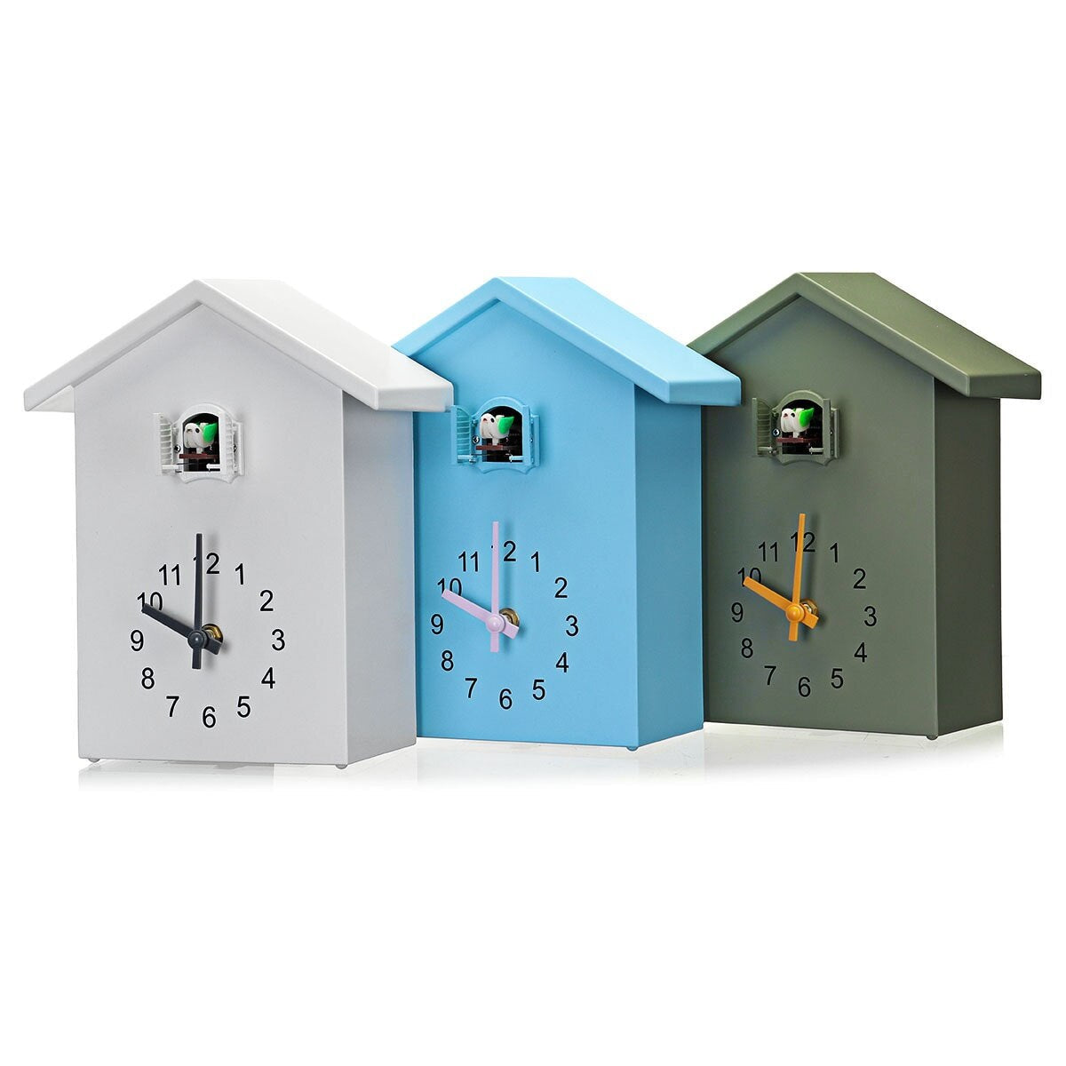 Charming Cuckoo Wall Clock Decor – 20x25 cm Battery Operated Clock in Blue, White, and Green for Cozy Home Design