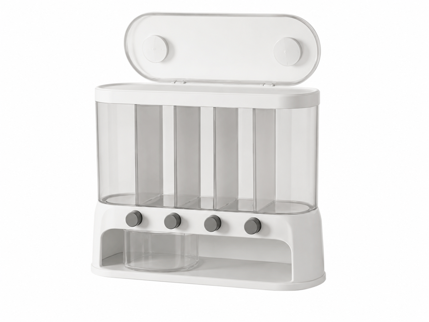 Multi-Compartment Kitchen Grain Storage Container with Airtight Flip Lid