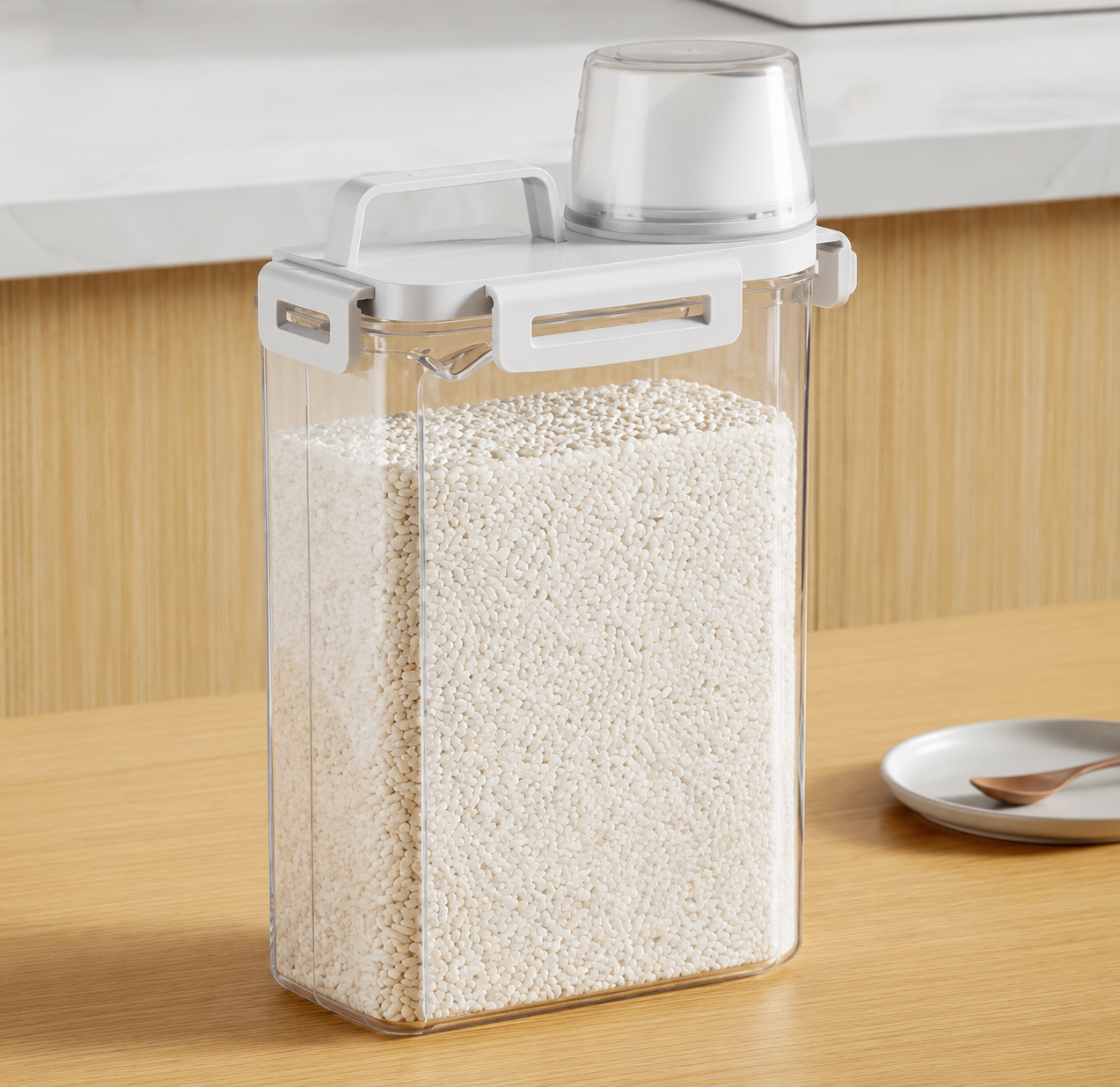 Airtight 2.5L Grain Storage Container with Measuring Cup