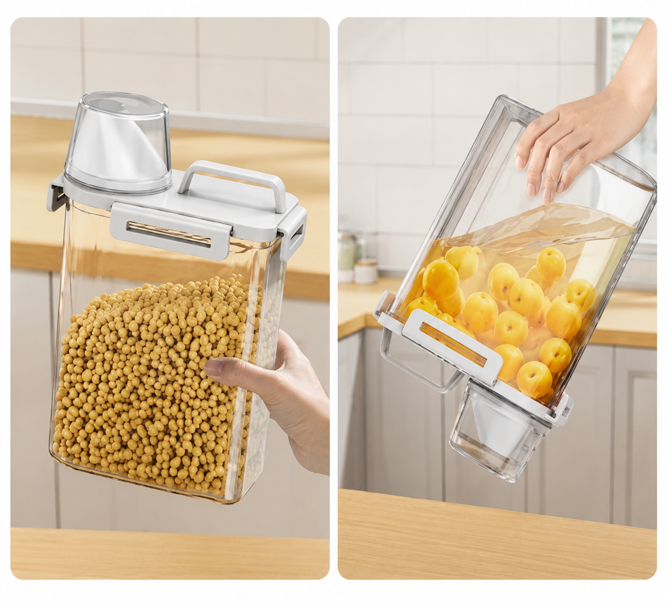Airtight 2.5L Grain Storage Container with Measuring Cup