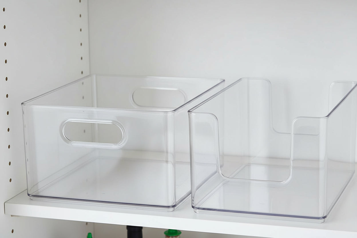 Clear Stackable Open-Front Pantry Storage Bin